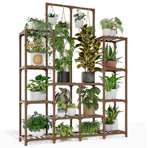 GENTINGBRO 63-inch 12-tier plant stand in side view for space-saving display