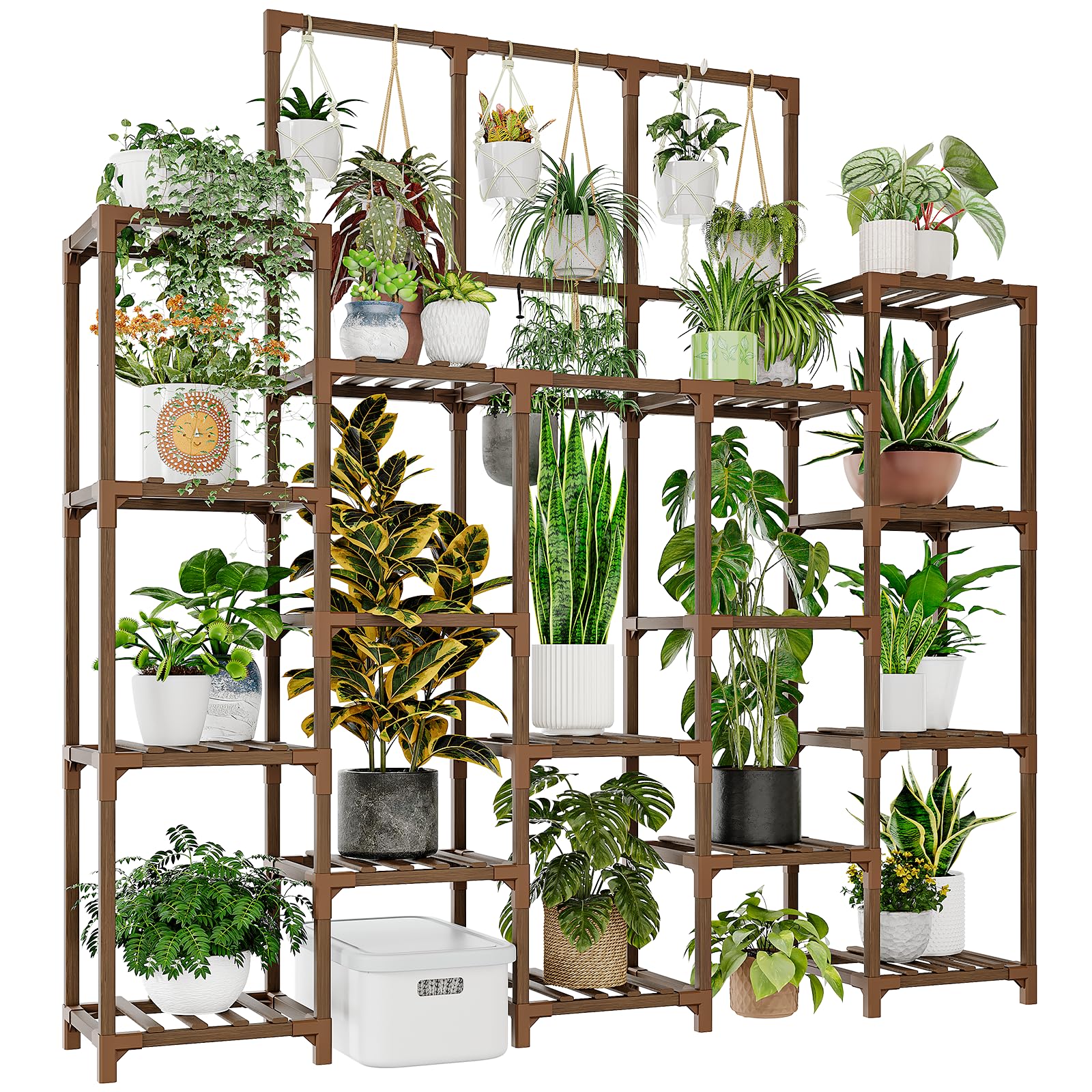 GENTINGBRO plant stand 63-inch tall showcases a lush indoor garden and vertical display.