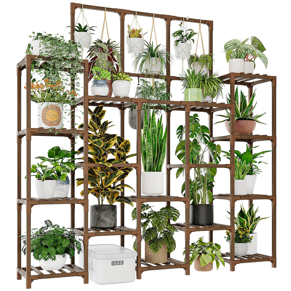 GENTINGBRO plant stand 63-inch tall showcases a lush indoor garden and vertical display.