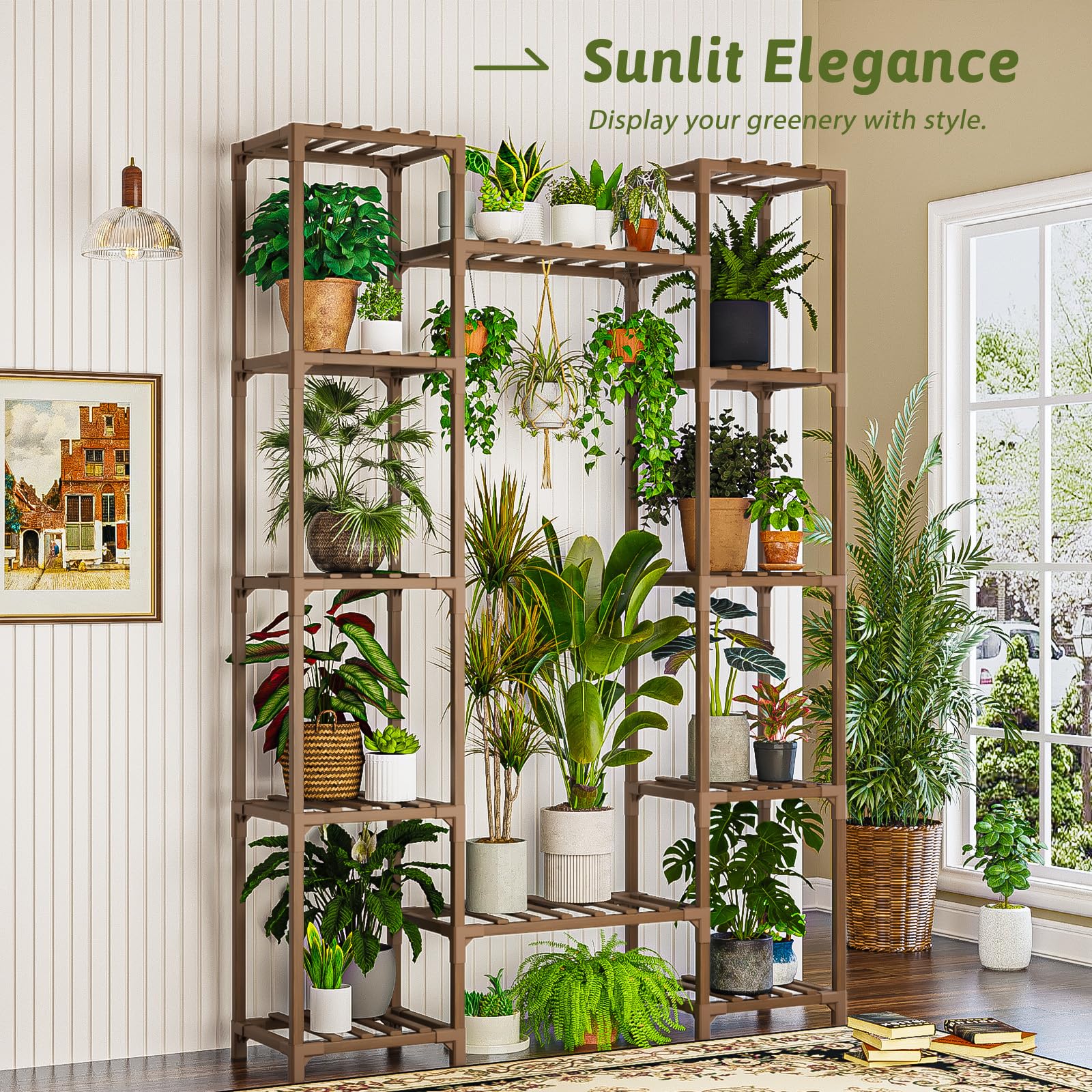 GENTINGBRO 12-pot shelf with wide middle tiers ideal for mixed plant sizes