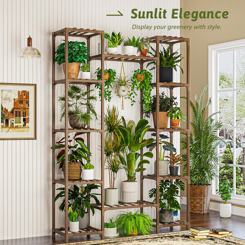 GENTINGBRO 12-pot shelf with wide middle tiers ideal for mixed plant sizes