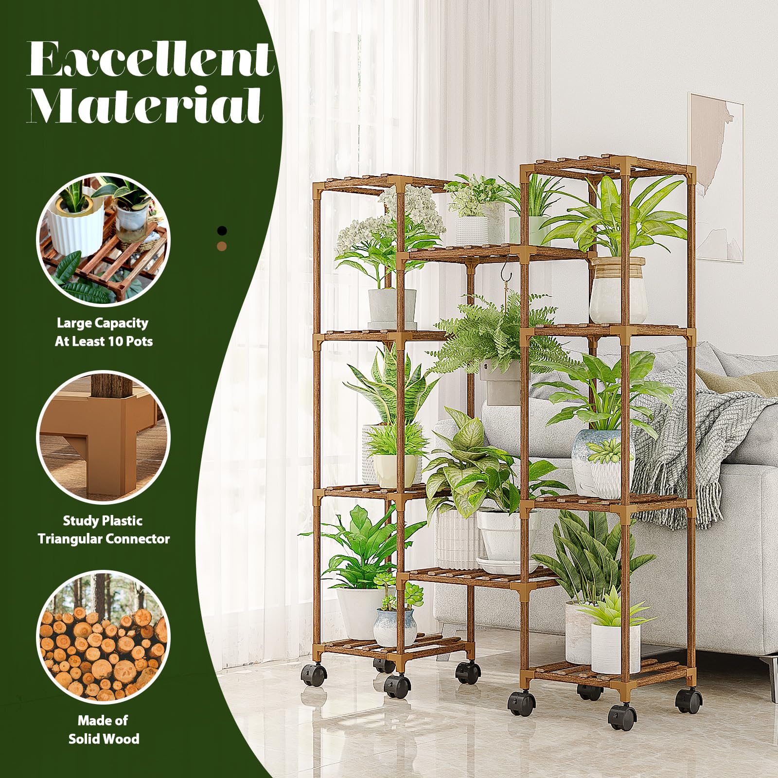 GENTINGBRO wood cart carbonized at 600°F for enhanced durability.