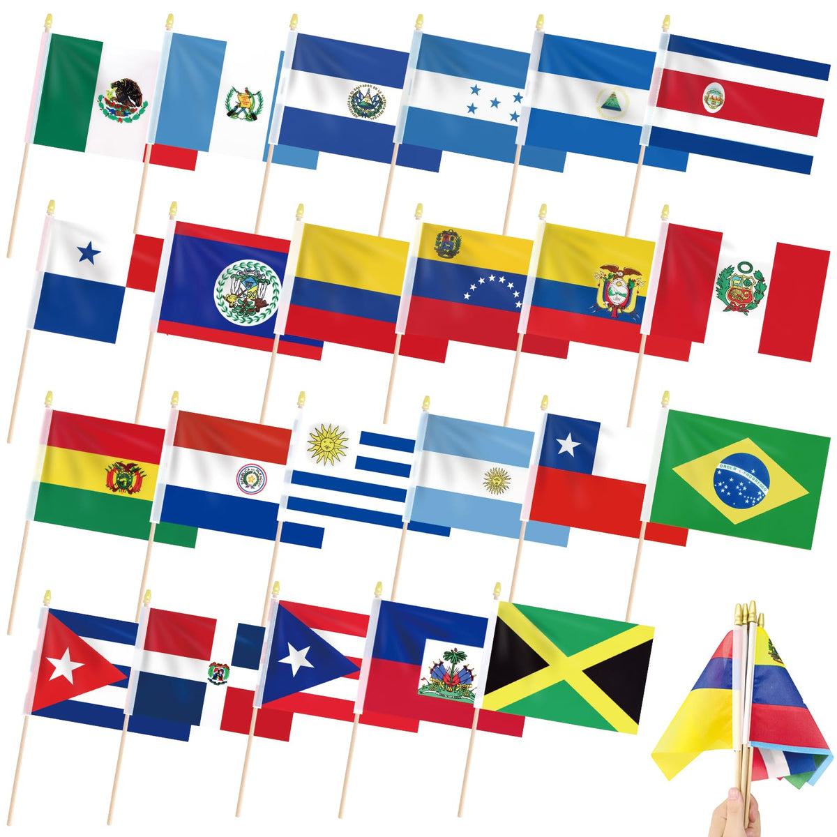 Geodurn 23 flags mini Latin American set for lively parades