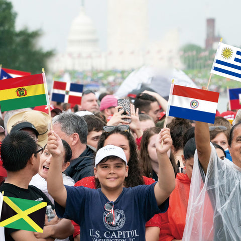 Geodurn Argentina-Peru flags on sticks for festive heritage events