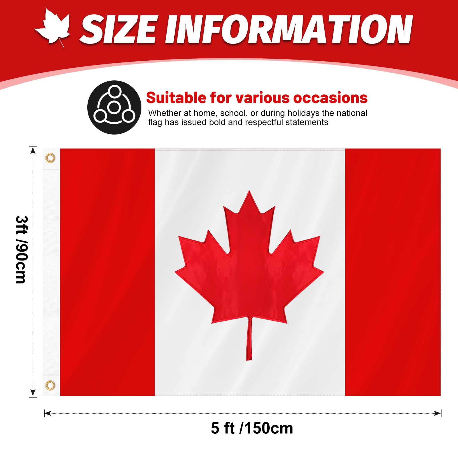 Geodurn Canada flag with embroidered maple leaf for premium craftsmanship.