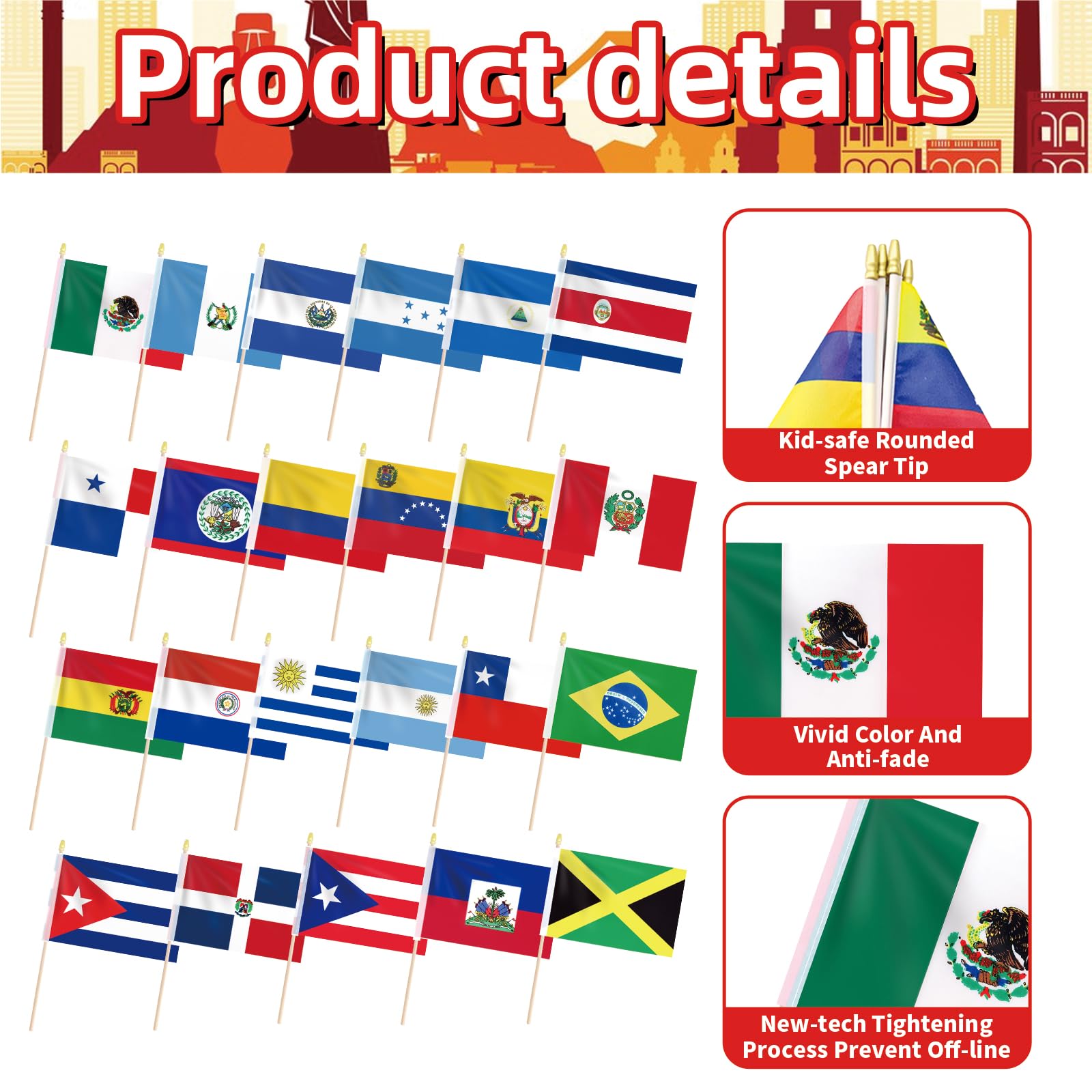 Geodurn Cuba-Jamaica flags on sticks for classroom celebrations