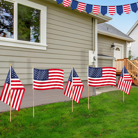 Geodurn ground-insert flags line lawns and mark gravesites.