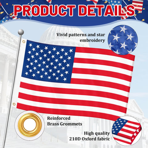 Geodurn embroidered stars flag highlights precise stitching with durability.