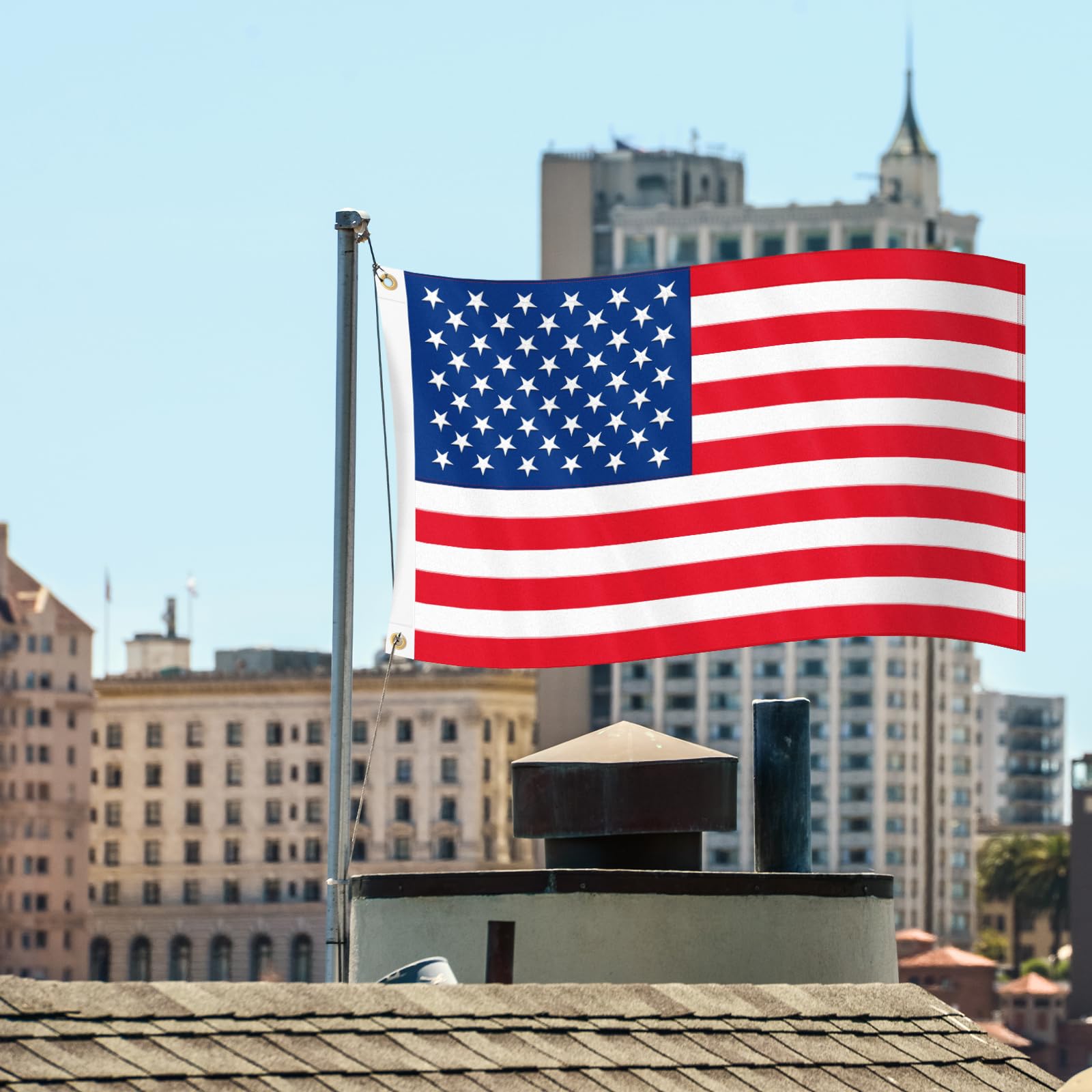 Geodurn versatile flag for outdoor and indoor patriotic displays.
