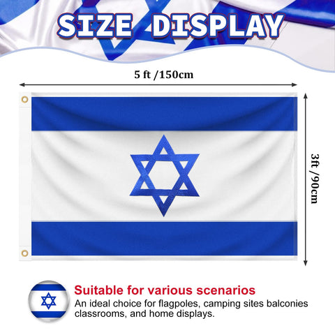 Geodurn flag shows embroidered Star of David hexagram with durable stitching.