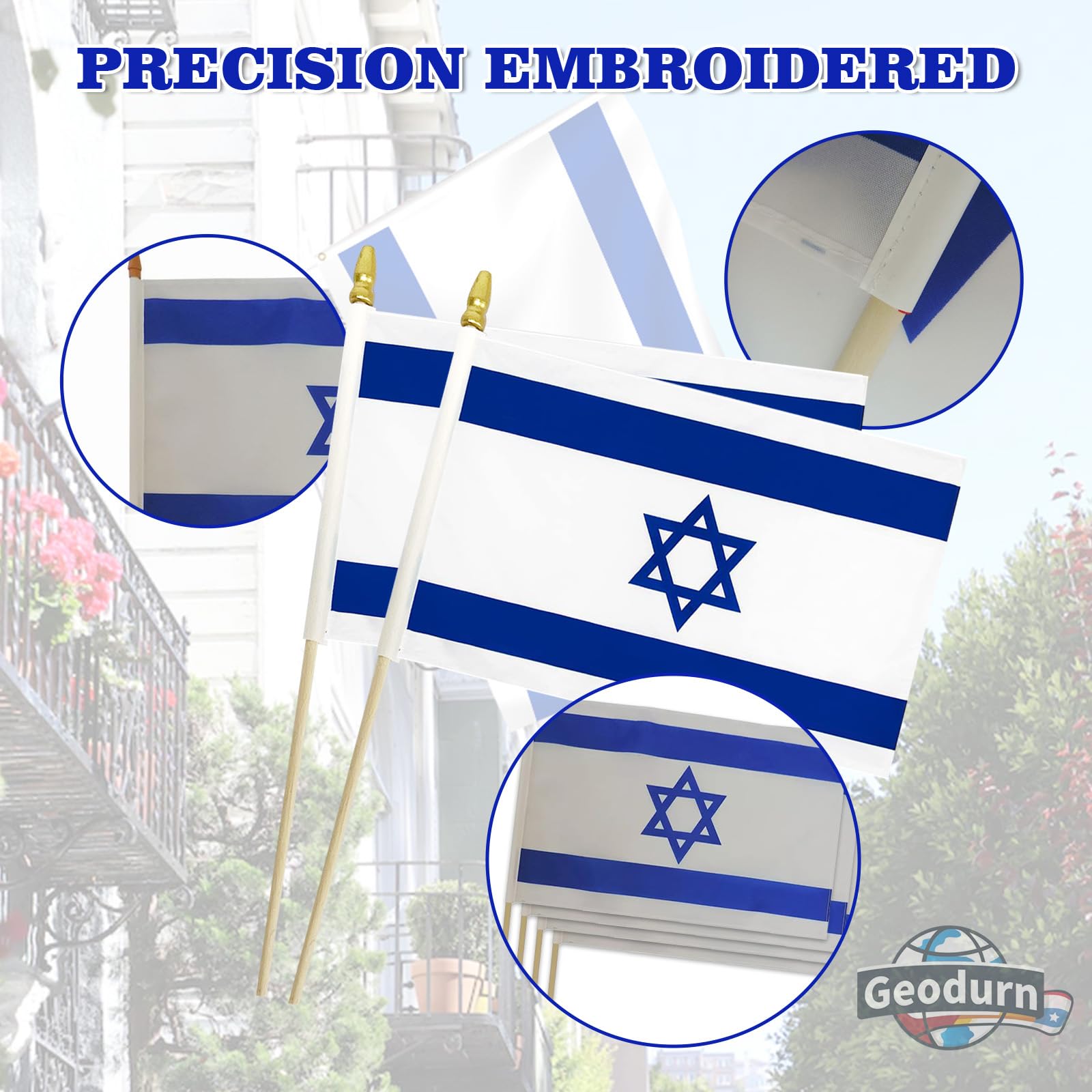 Geodurn flag with gold spear top adds refined ceremonial detail.