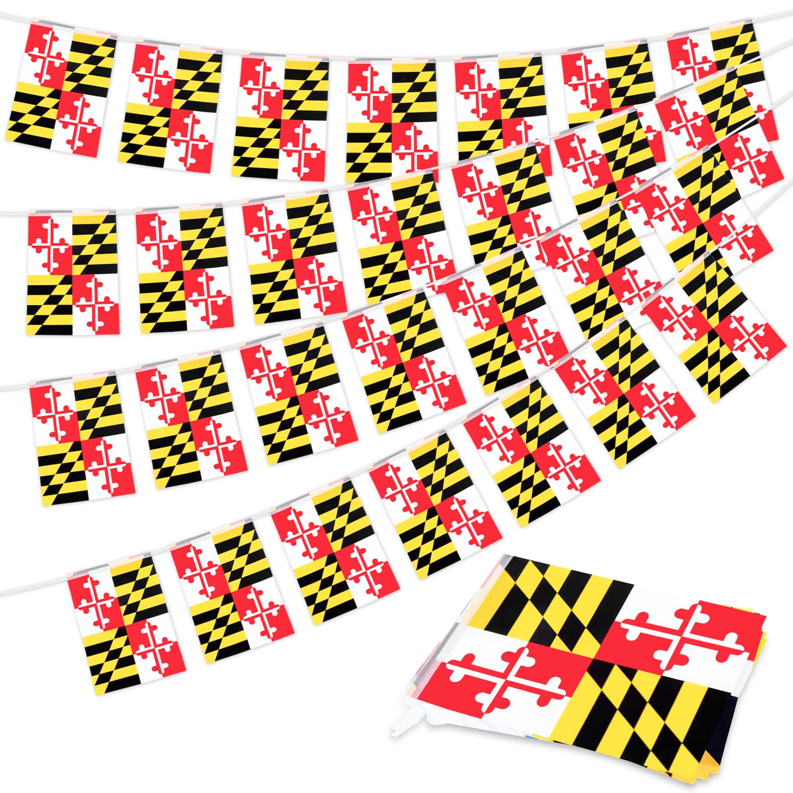 Geodurn Maryland flag banner 32-8ft displayed for parades and events