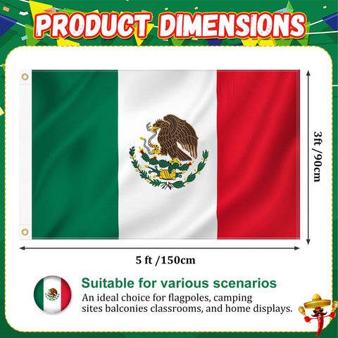 Geodurn flag with eagle, snake, and cactus embroidery for authentic detail.