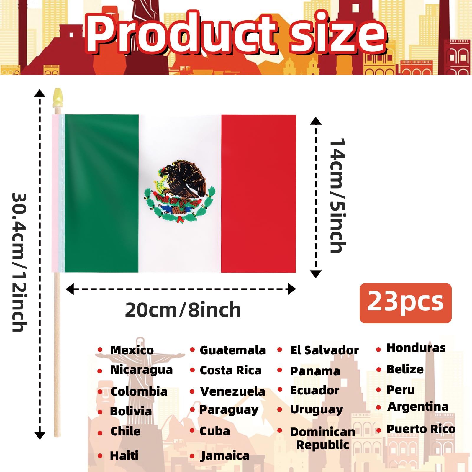 Geodurn Mexico-Brazil flags on sticks for vibrant events