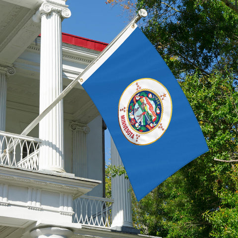 Geodurn Minnesota flag 210D Oxford fabric stands up to elements.