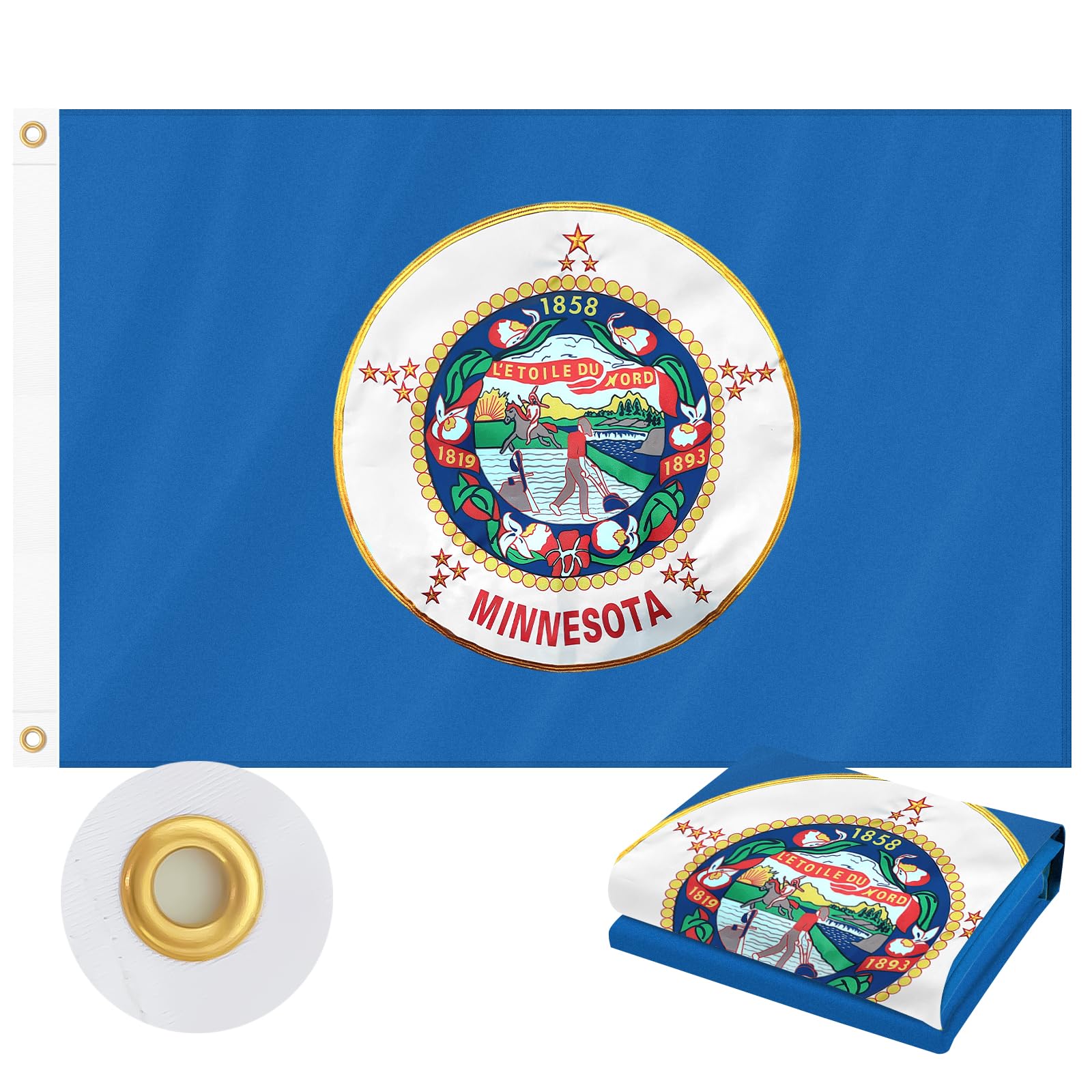 Geodurn Minnesota flag front double-sided visibility for clear display on both sides.
