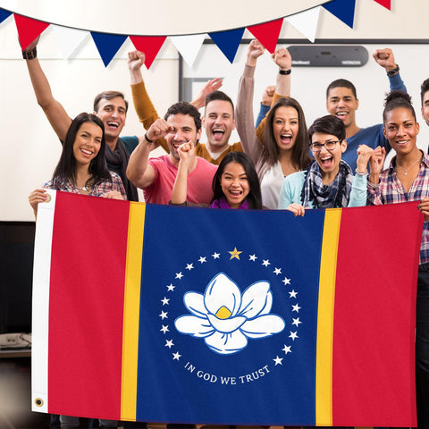 Geodurn flag 210D Oxford fabric provides UV protection and durability.