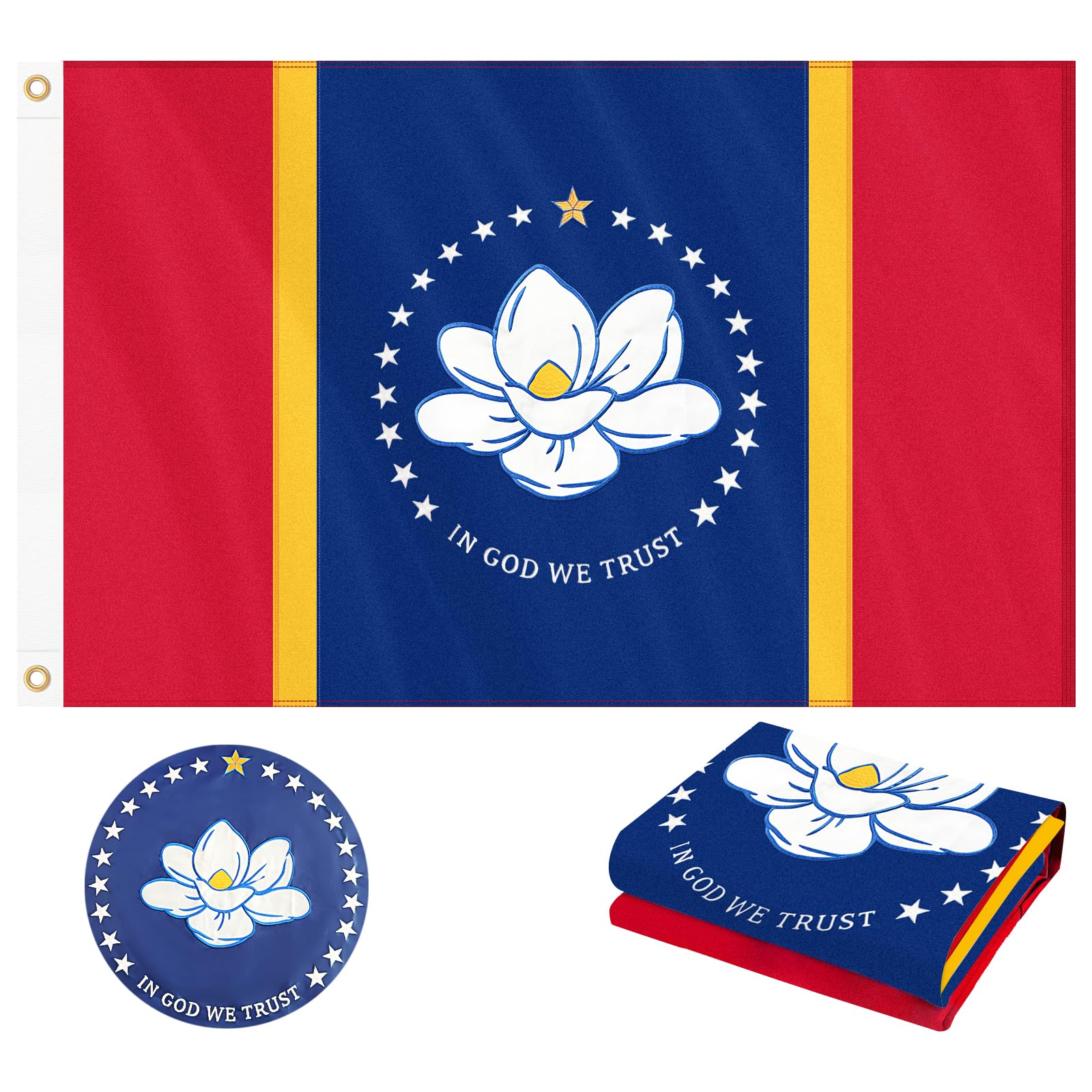 Geodurn Mississippi flag 3x5 outdoor, double-sided vivid colors for outdoor display.