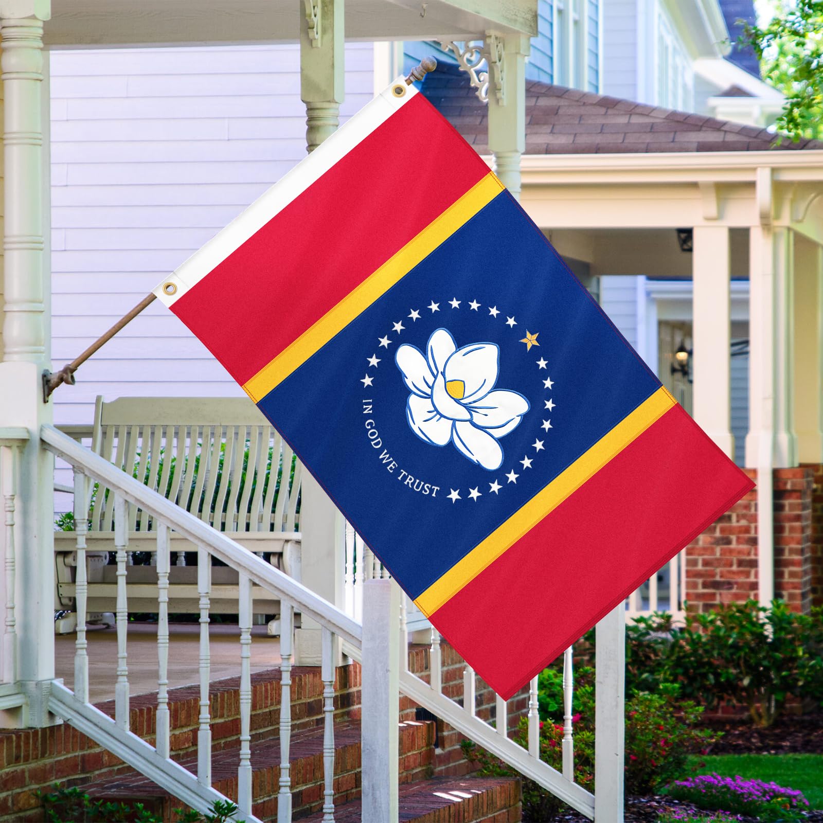Geodurn flag brass grommets enable easy mounting and secure placement.