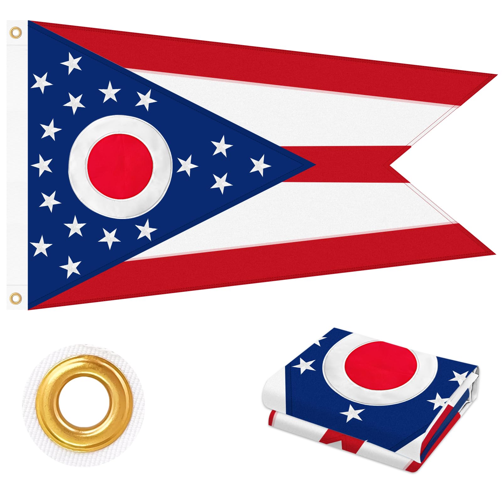 Geodurn Ohio flag 3x5 outdoor flag demonstrates durable weather-ready performance