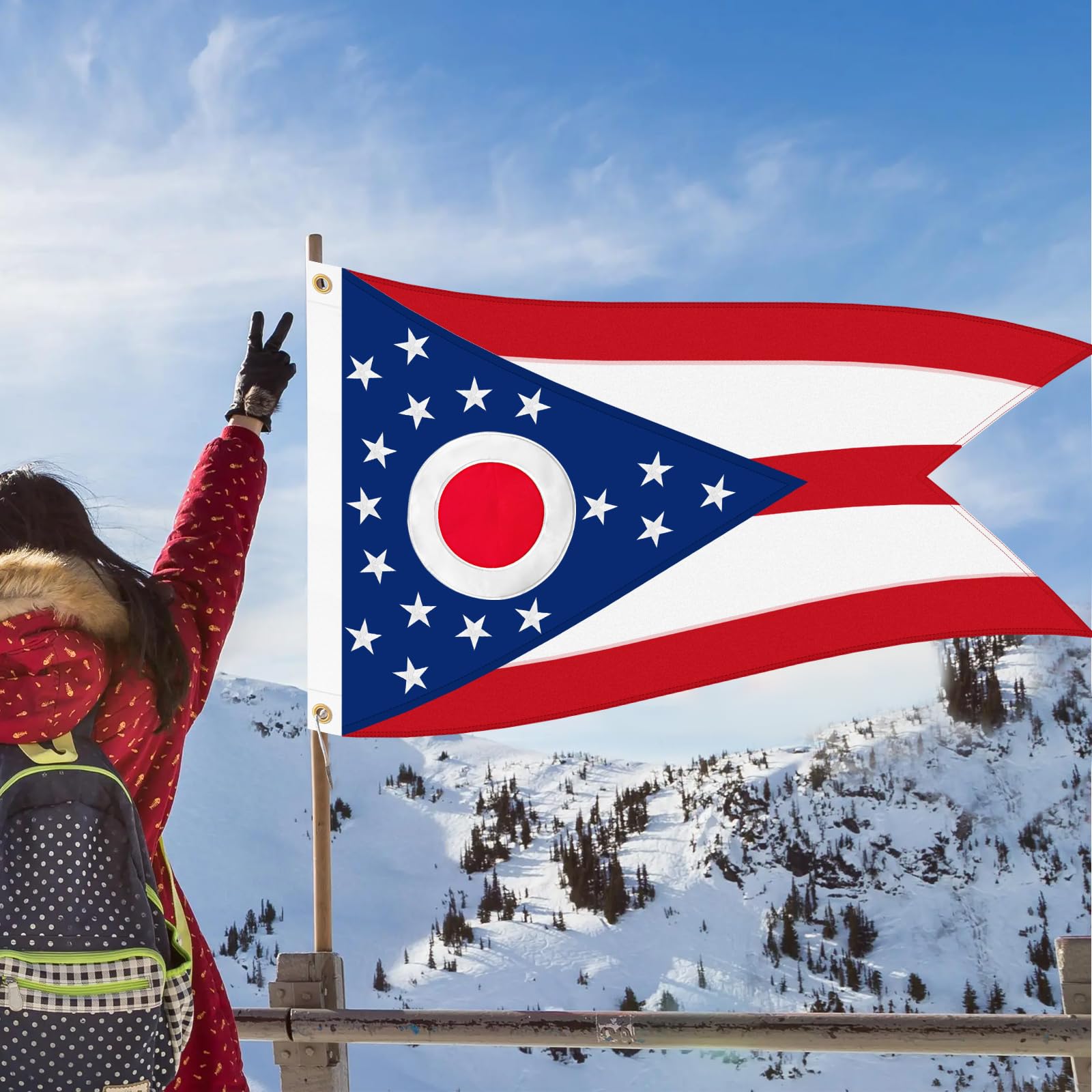 Geodurn Ohio flag with brass grommets for secure mounting