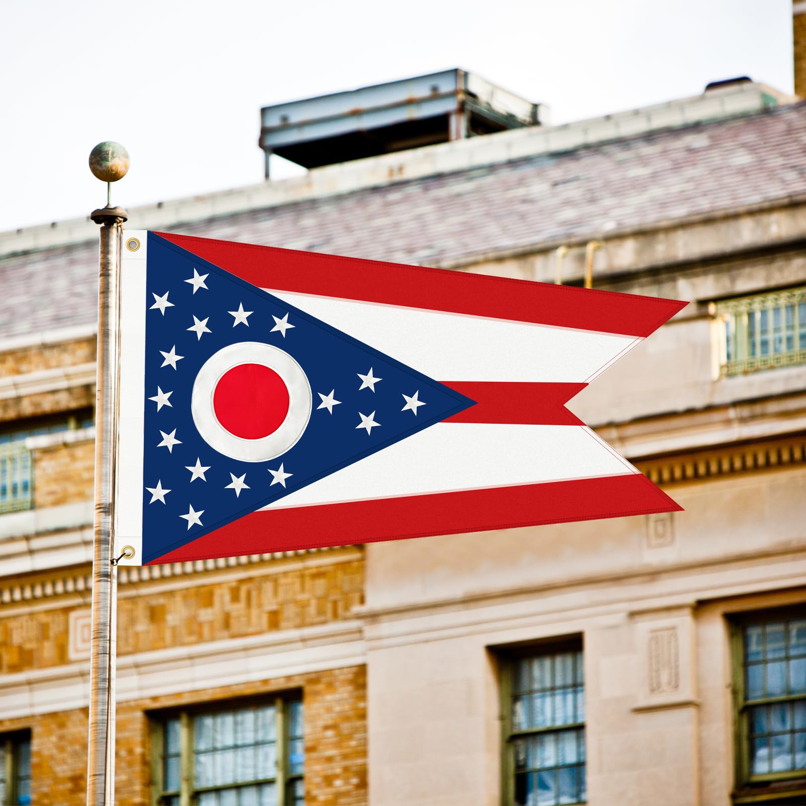 Geodurn Ohio flag UV protection helps preserve bright colors