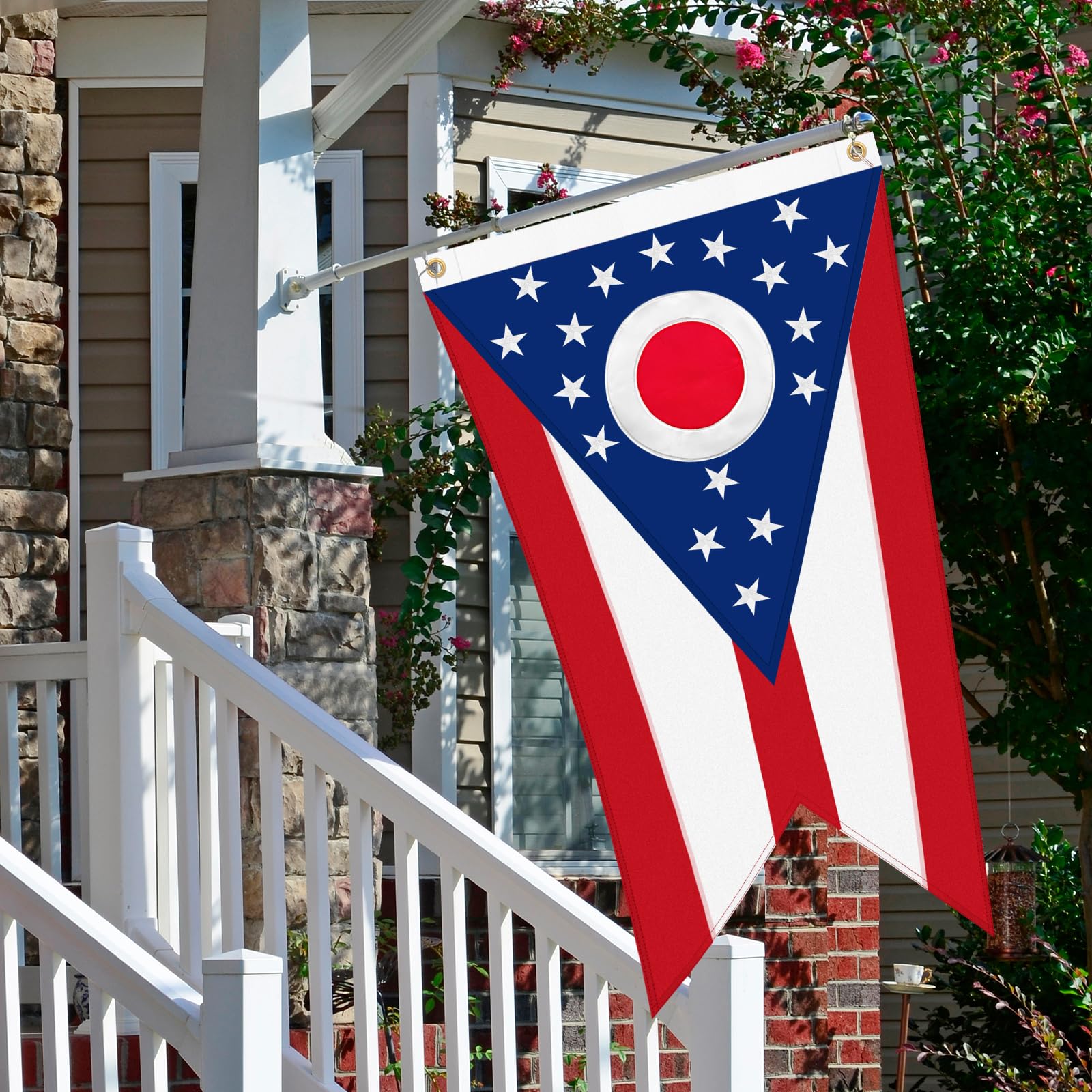 Geodurn Ohio flag fabric resists weather and UV exposure