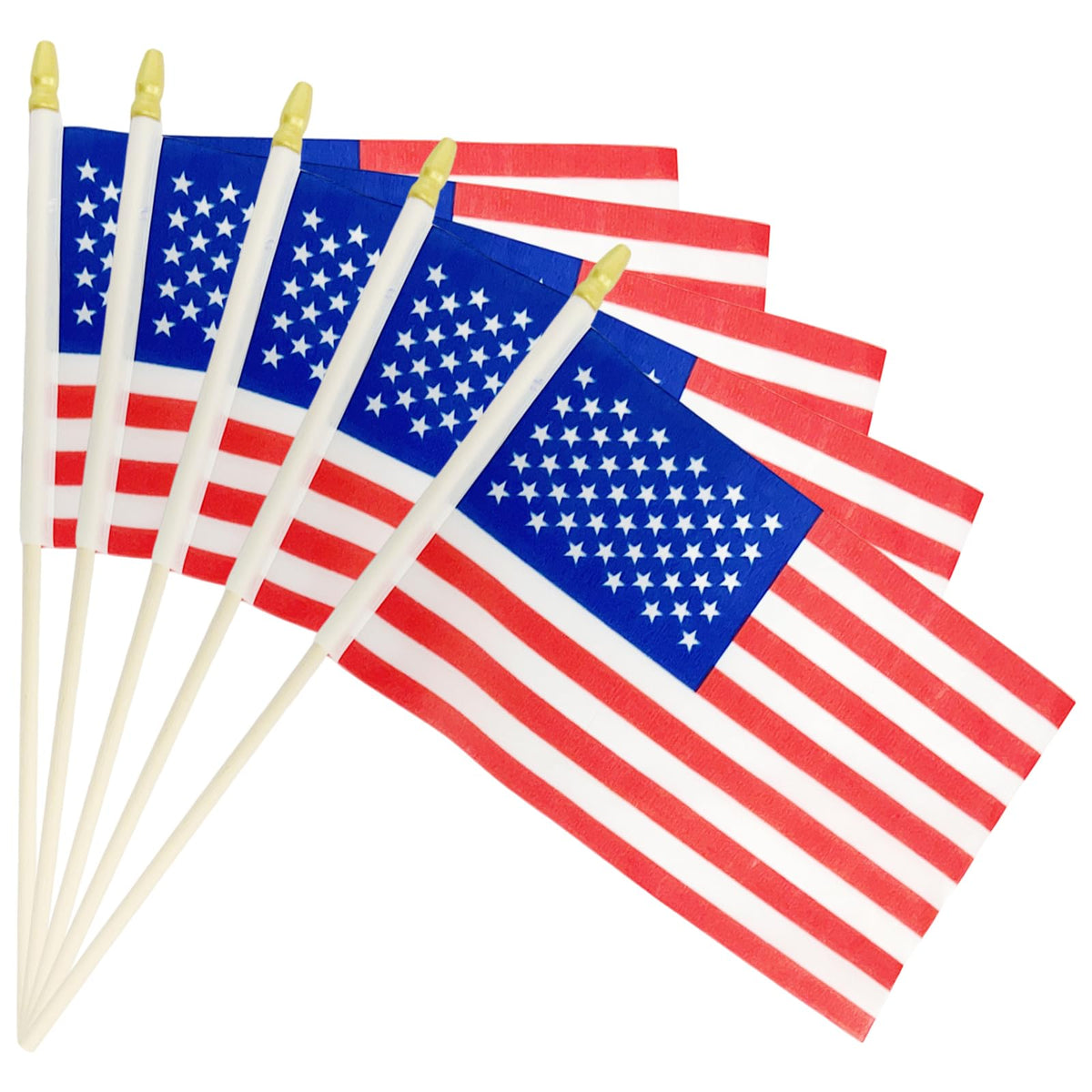 Geodurn 20 pack handheld flags on wood poles ready for parade distribution