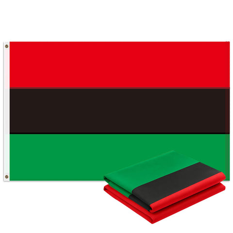 Geodurn Pan-African flag ready for outdoor use with durable header.