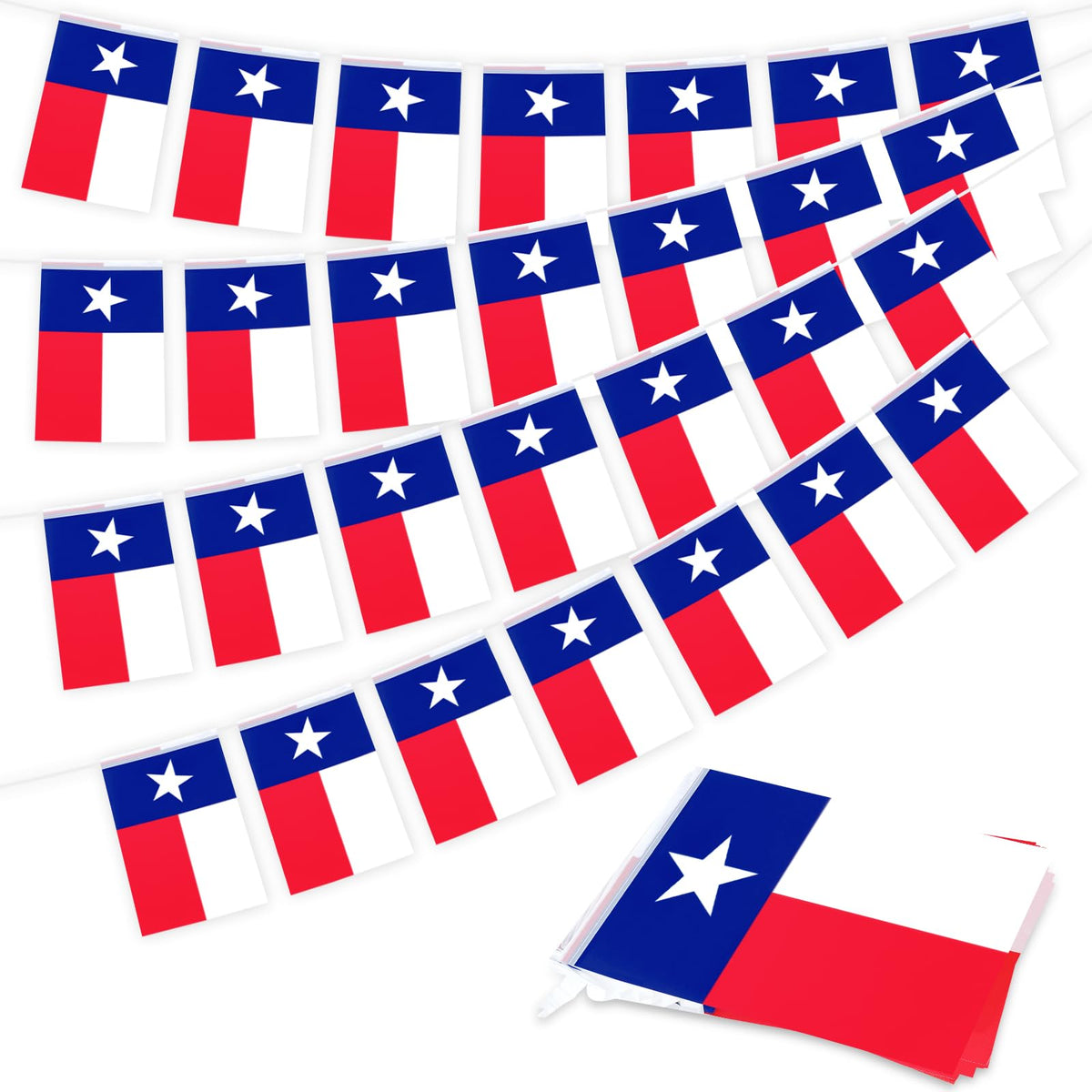 Geodurn Texas flag banner 328ft, bold Lone Star decor for celebrations.