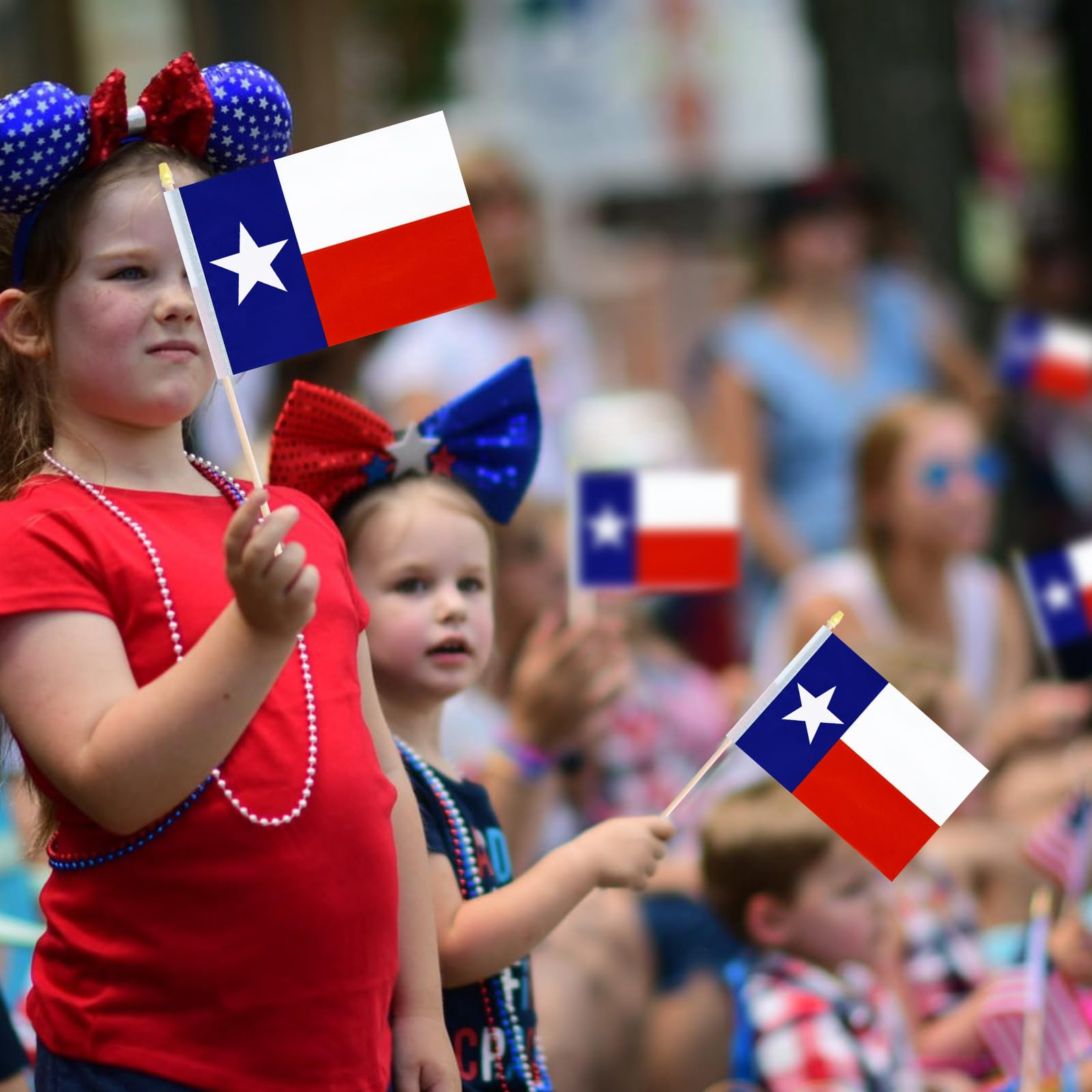 Geodurn Texas flags at a rally or sports event