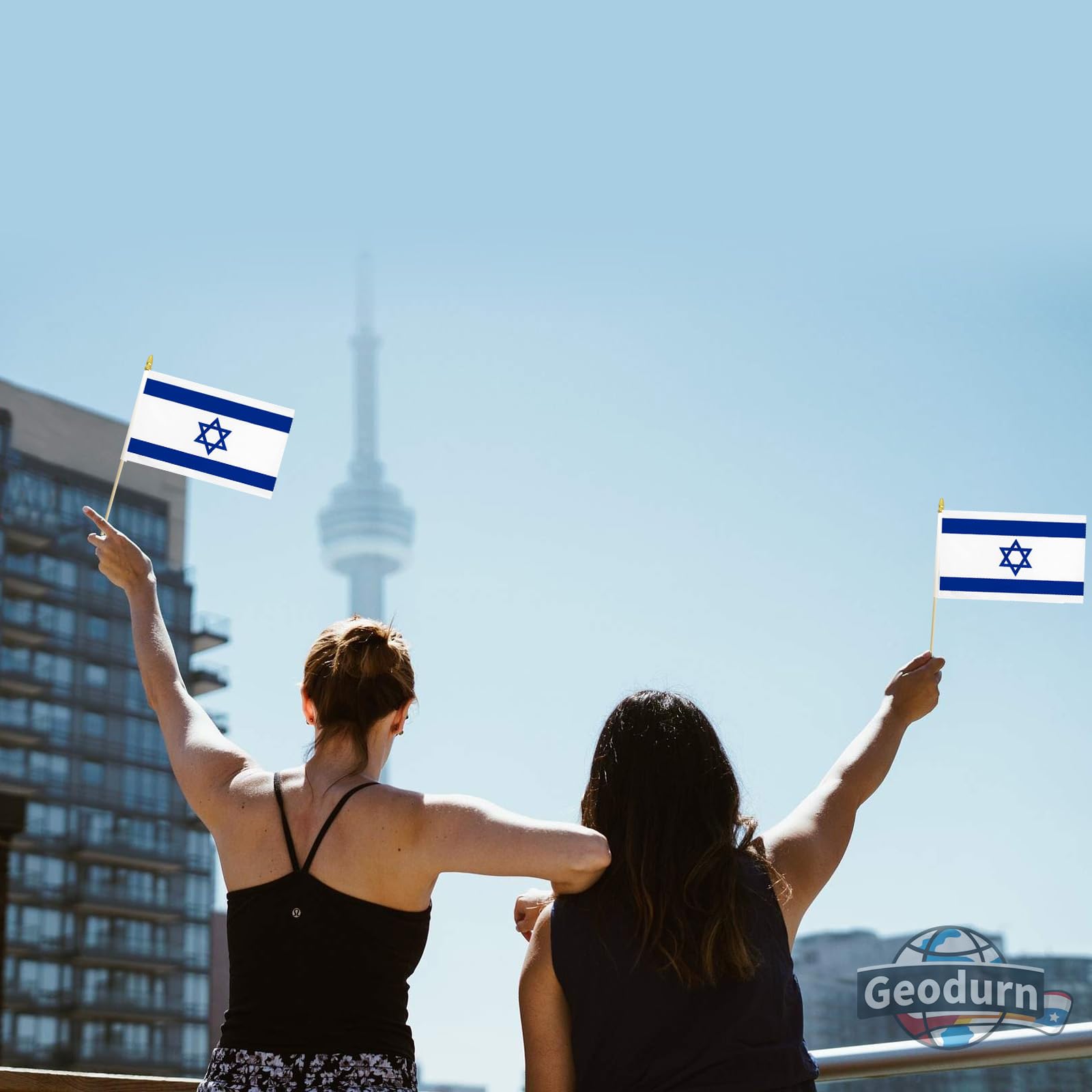 Geodurn mini flags are durable and easy to distribute to participants.