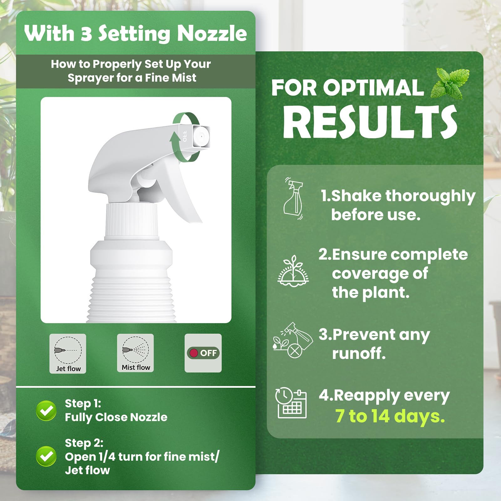 Geomust Neem Oil Peppermint Spray label close-up highlights natural ingredients.