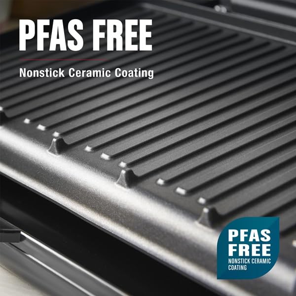 George Foreman advanced tough ceramic nonstick coating close-up for easy cleanup.