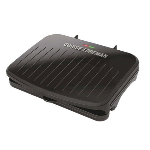 George Foreman family-sized grill with open lid for family meals and even searing.