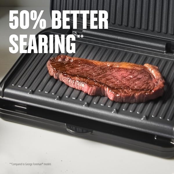 George Foreman indoor-outdoor use setup enabling year-round grilling.