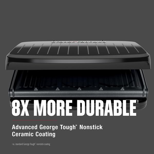 George Foreman compact vertical storage design fits small kitchens.