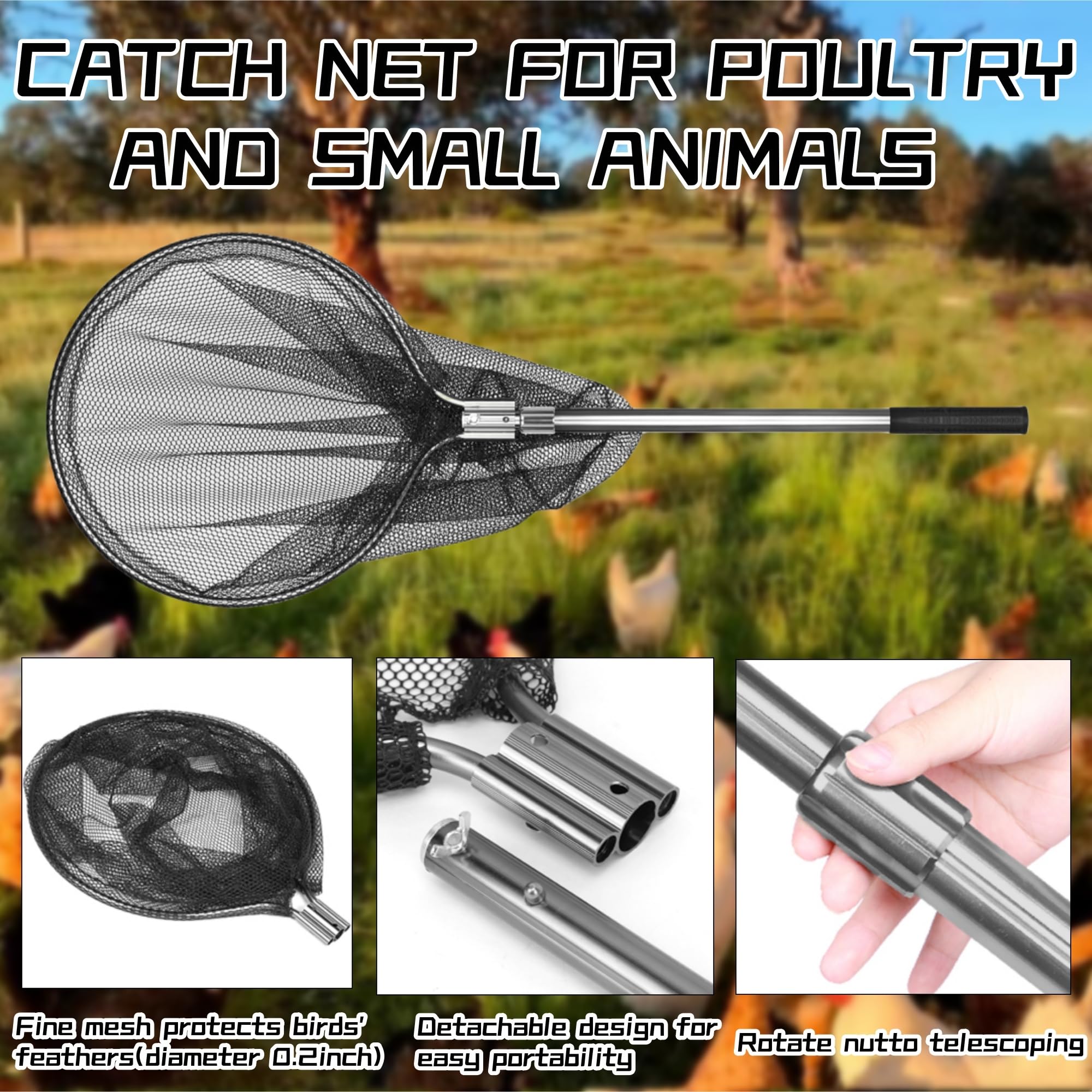 George Garden Catch Net 20-inch opening enables secure containment of poultry and pets
