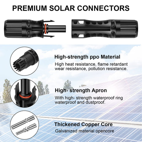 Geosiry 8AWG male-female connectors enable quick, tool-free assembly.