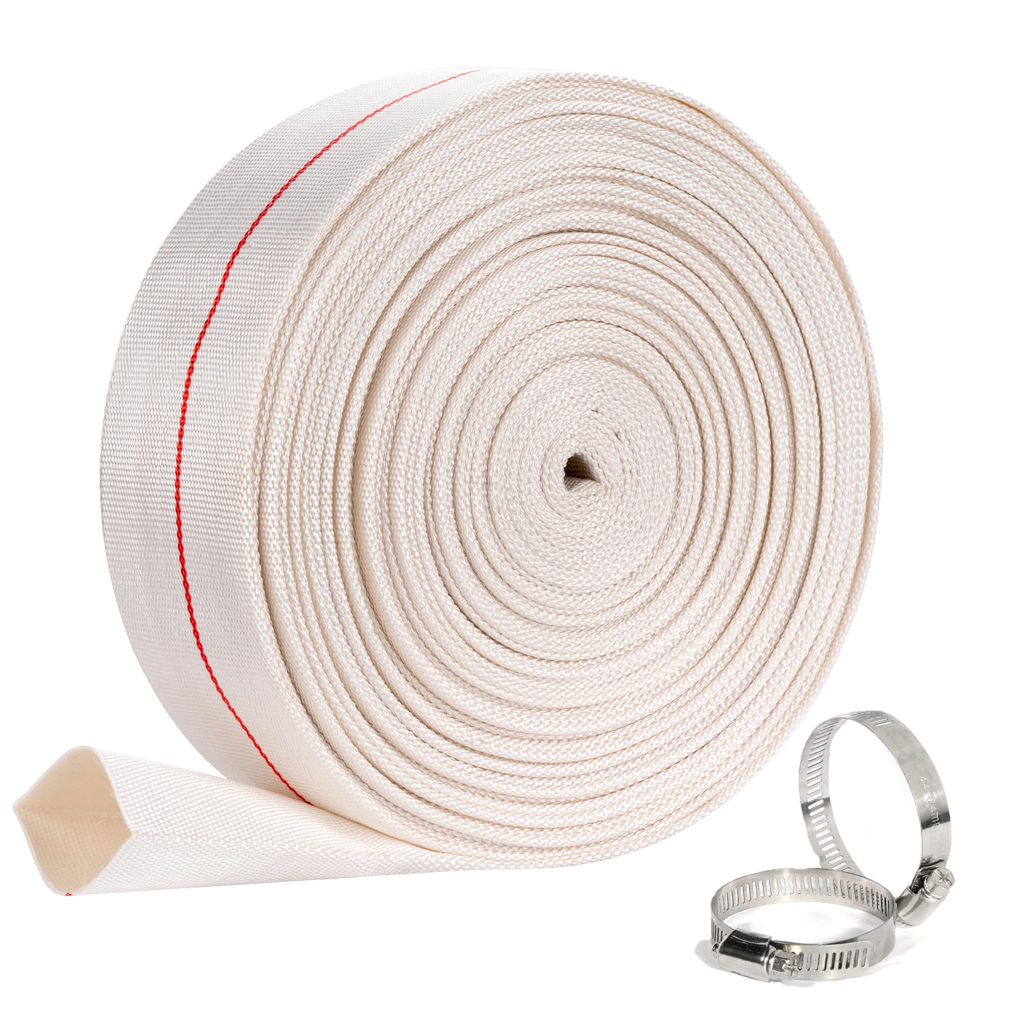 Geowaky backwash hose 2in 100ft, white, designed for efficient pool water discharge.