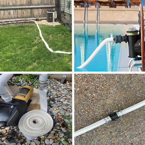 Geowaky backwash hose resists wear in daily pool maintenance.