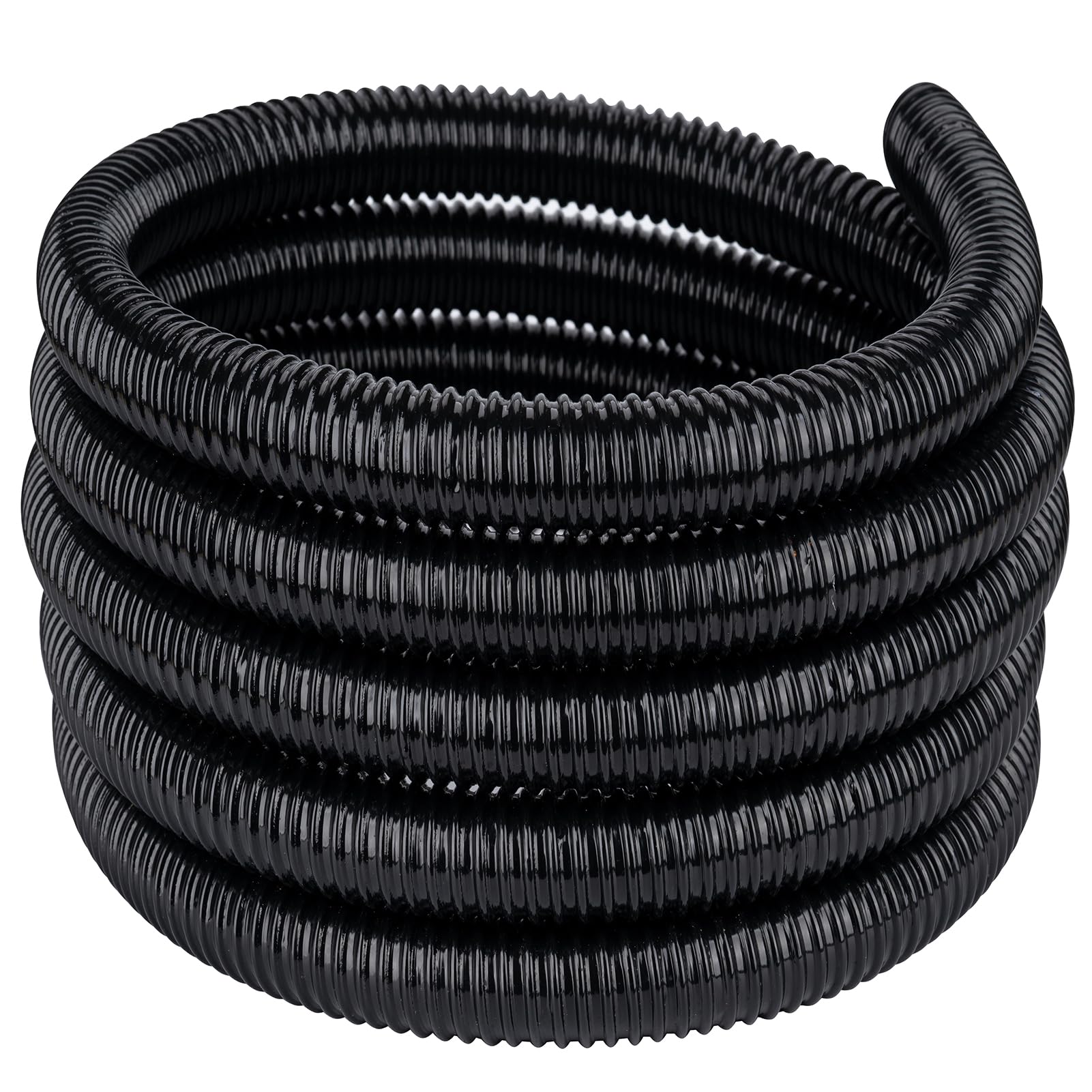 Geowaky pond tubing, 1in by 10ft, black corrugated hose for durable pond connections.
