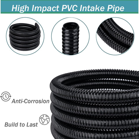 Geowaky tubing offers flexible bends for pumps and filters without kinking.