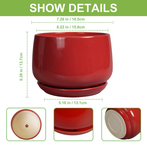 G EPGardening 7-inch red ceramic planter with drainage hole demonstrates moisture management.