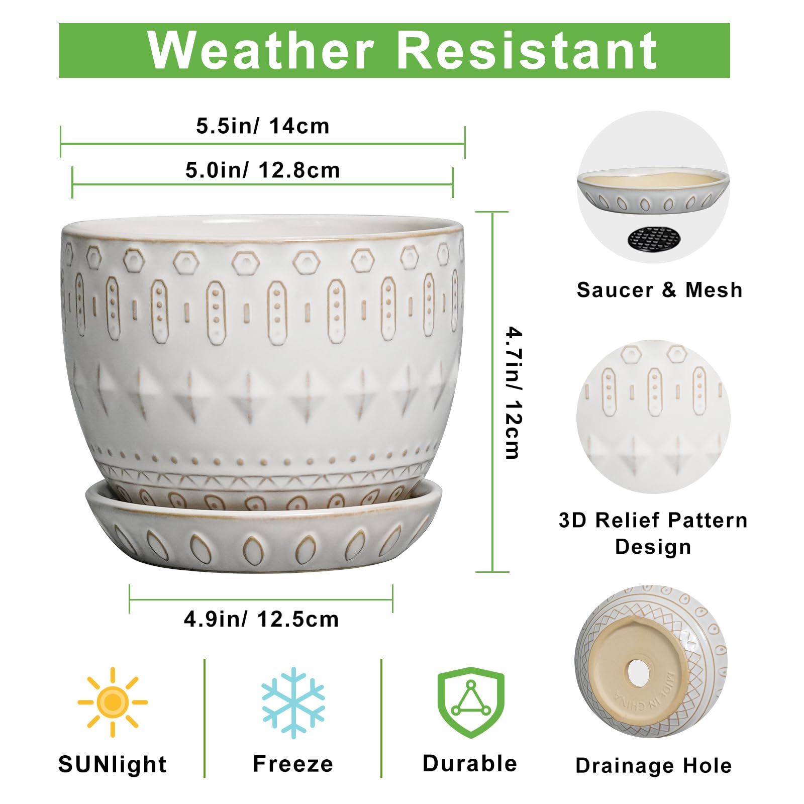 G EPGardening durable ceramic finish withstands outdoor weather and daily use.