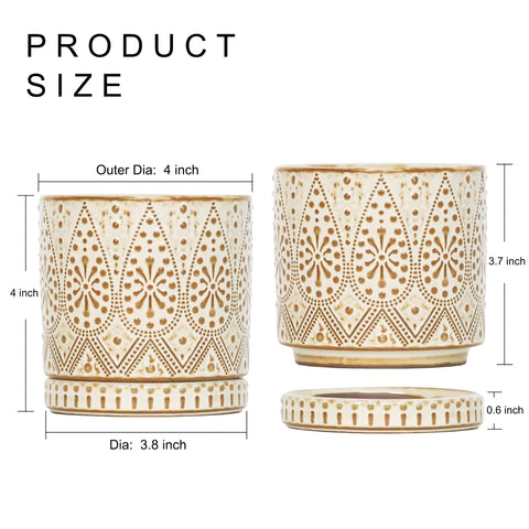 Gepege 4-inch pot with saucer catches excess water to protect surfaces.
