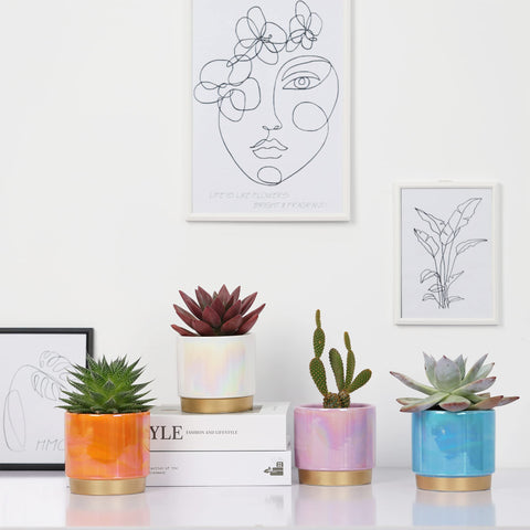 Gepege 4-pack pots for indoor plants and decorative display