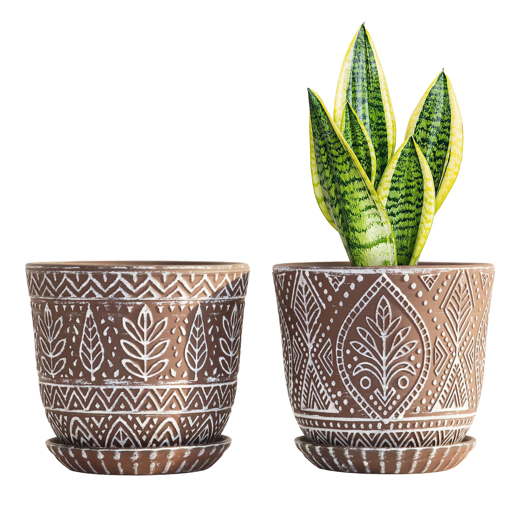 Gepege 6-inch ceramic planter with drainage holes for small houseplants.
