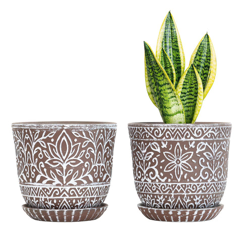 Gepege 6-inch ceramic planter with drainage holes for healthy indoor growth.