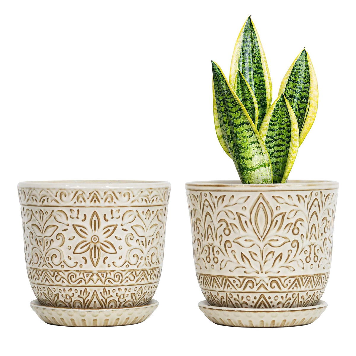 Gepege 6-Inch White Ceramic Planter, clean lines for modern indoor décor.